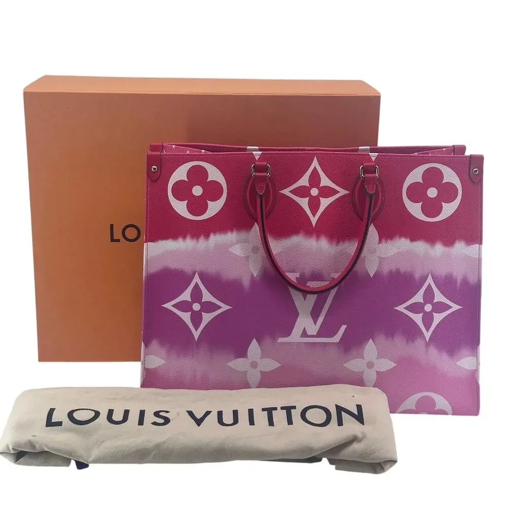 Louis Vuitton LV Monogram Escale Onthego GM Rouge Red Pink Tote Bag Full Set